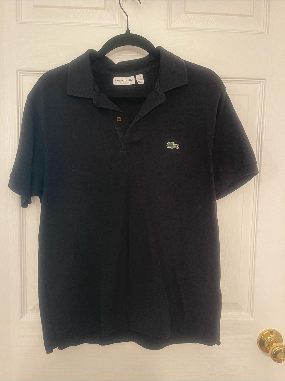 Lacoste Black Polo with Green Crocodile Logo